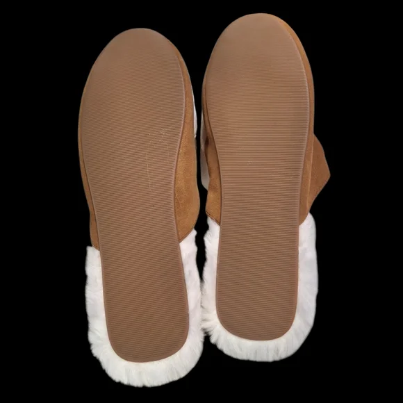 Haven Well Within Leather Brown Slippers Faux-Fur Lining Slides Women Size 9 - Picture 14 of 16